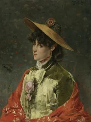 Frau mit Strohhut